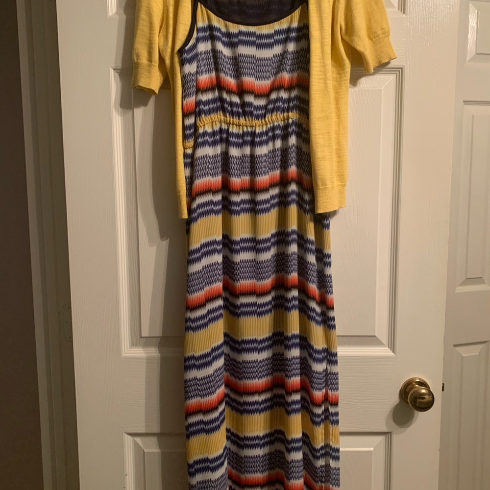 Caslon Yellow Knit Cardigan& Maxi Dress